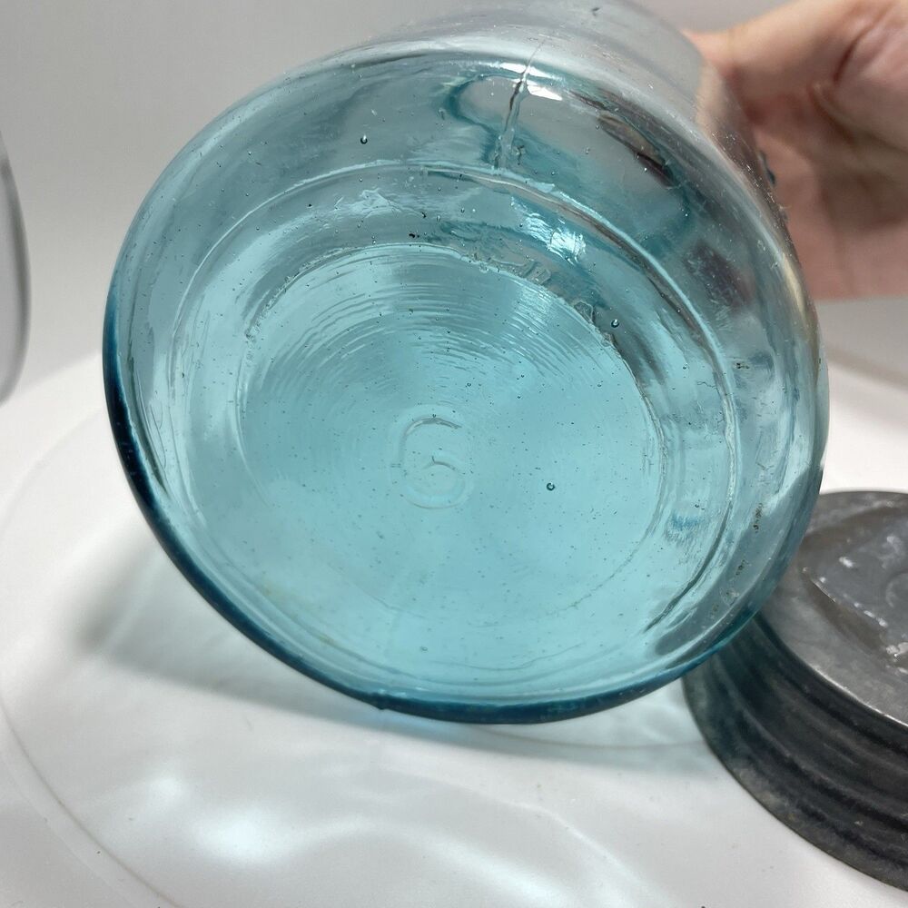 Vtg Ball Perfect Mason Green Glass Jar w Zinc Lid Wide Mouth Quart #2 - Picture 7 of 7